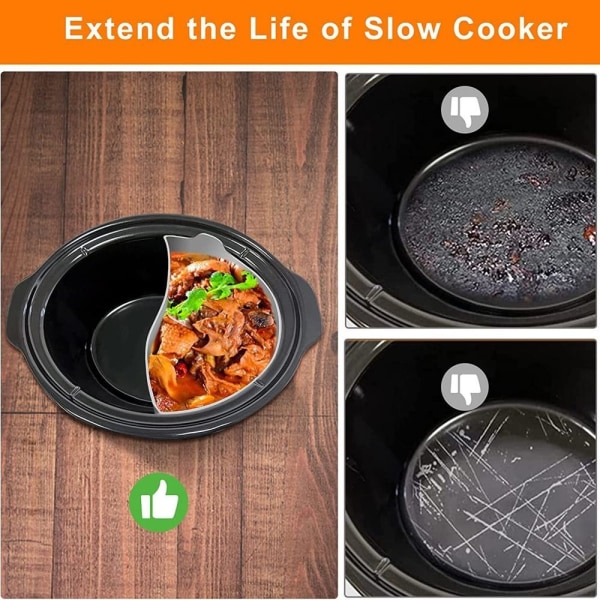 Grå Slow Cooker Liners Passar Crockpot 6-8 QT, återanvändbara Crock Pot Liners