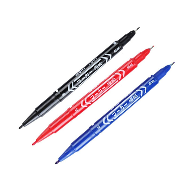 10 Stk Dobbelt Tip Pen Oily Pen SORT Black