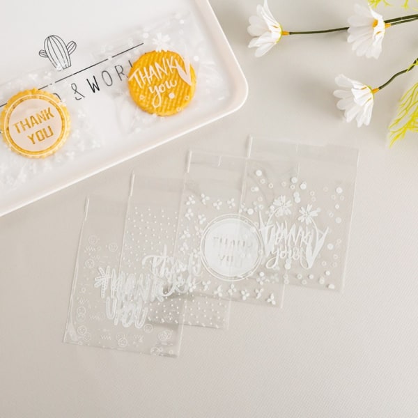 200 stk Takk klare poser Cookie Godteripose Cellofanpose 200Pcs