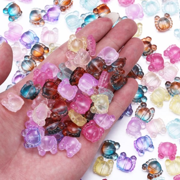 100 stk Farverige gennemsigtige perler Glasperler Krabbeperler