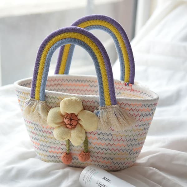 Rainbow Woven Taske Student Handbag MULTICOLOR multicolor