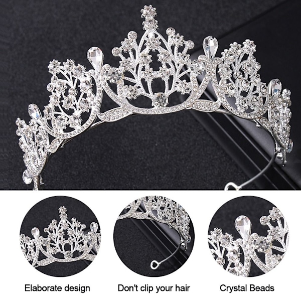 Princess Crystal Tiaras Rhinestone Hair Hoop GULD gold