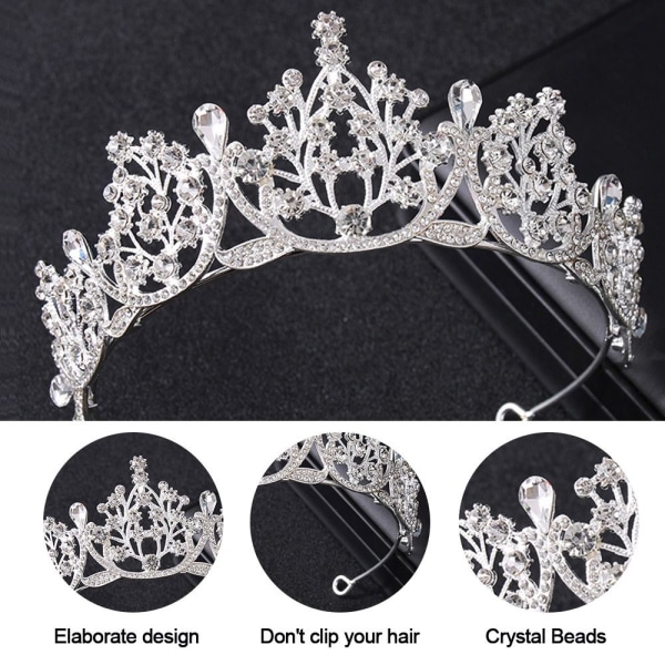 Prinsessan Kristalli Tiara Rhinestone Hiusholkki MUSTA black