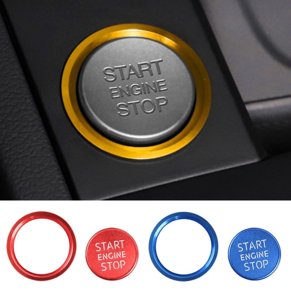 Startknap-klistermærker Nøglering Trim Cover BLÅ STARTRING Blue Starting ring-Starting ring