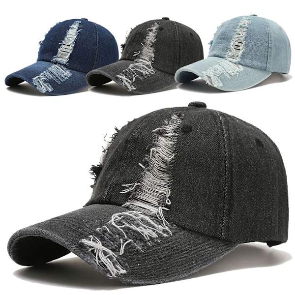 Denim Baseball Caps Distressed Hole Cap LYS BLÅ light blue