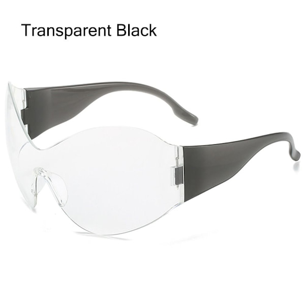 Ylisuuret futuristiset aurinkolasit Y2K aurinkolasit LÄPINÄKYVÄT Transparent Black