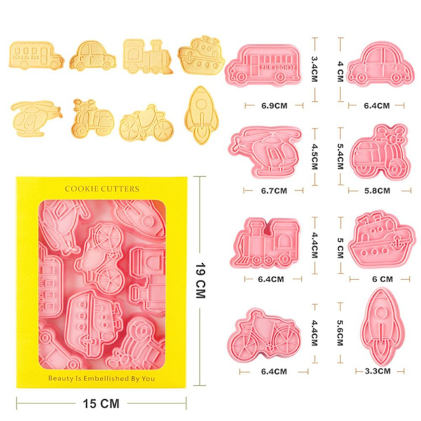 8 stk/sæt Kikseform 3D Cookie Cutter Bageform