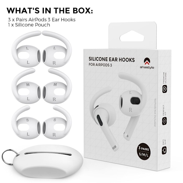 3 par ørepropper øreputer for Airpods 3 white