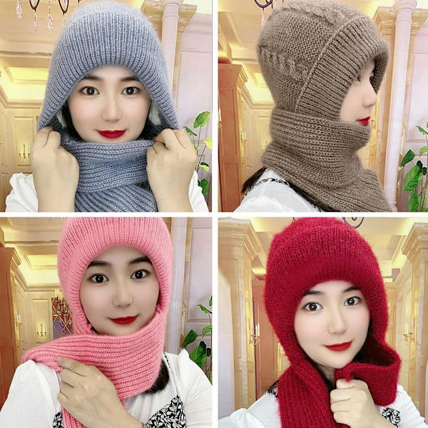 Integroitu cap Beanie Hat huivi WINE RED Wine red