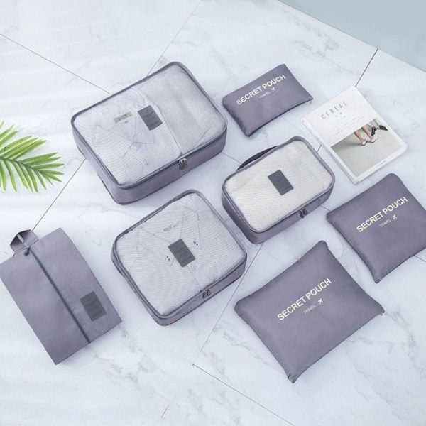 Reiseoppbevaringsposer 7 stk Sett GRÅ 6 STK 6 STK Grey 6 Pcs-6 Pcs