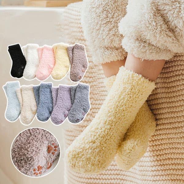 Babysokker Plys Fluffy Socks LIGHT BLUE M Light Blue M