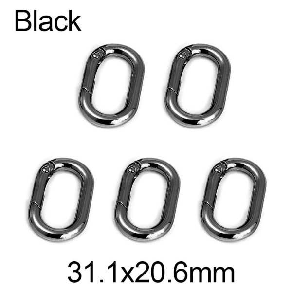 5 stk Spring Oval Rings Bag Beltespenner SVART 31,1X20,6MM Black 31.1x20.6mm