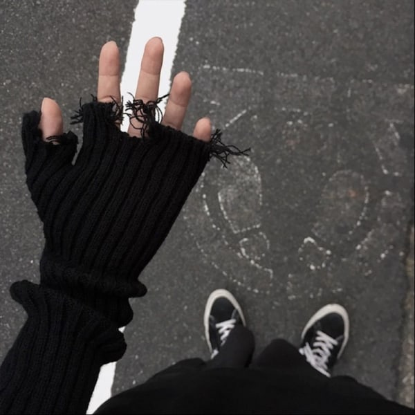 Cuff Knit Glove kyynärpäärukkaset MUSTA black