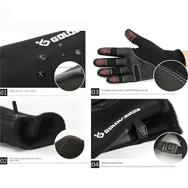 Taktiske vinterhandsker Opvarmede fleecinghandsker BLACK L
