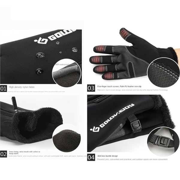 Taktiske vinterhandsker Opvarmede fleecinghandsker SORT M BLACK M