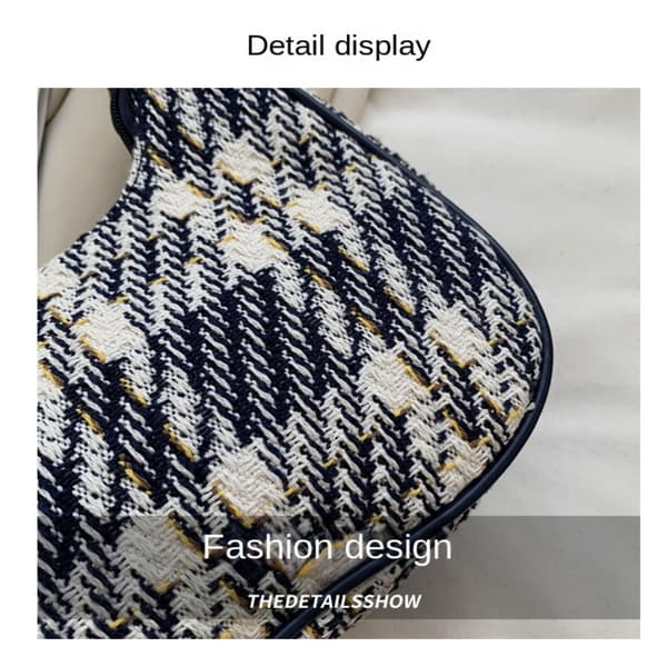 Plaid Canvas Dametaske Moon Shape Skuldertaske SORT SORT Black