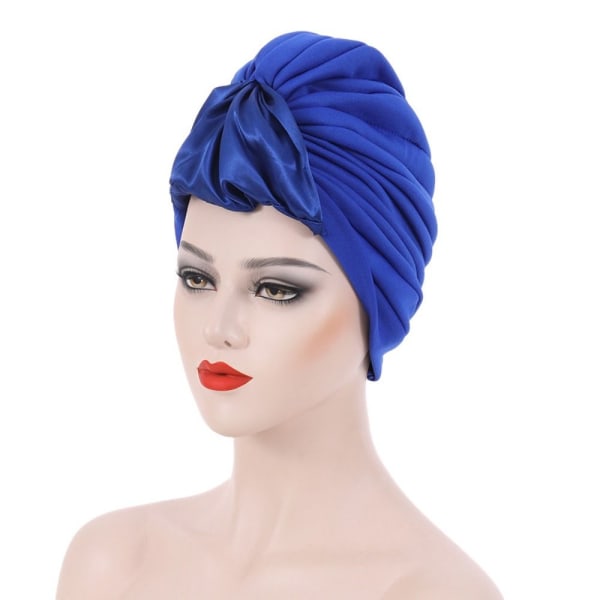 Plisseret Turban Dame Kemo Cap ROYAL BLUE royal blue