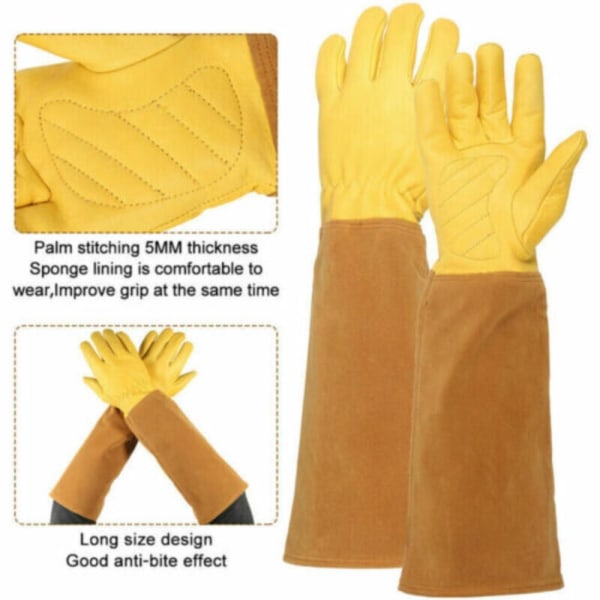 Pustende hanske i lær GUL L Yellow L