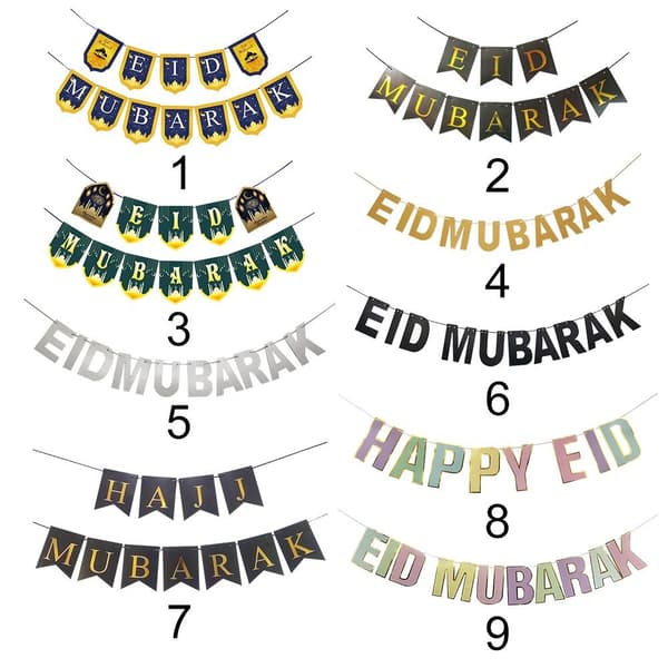 Eid Mubarak Banner Flagg Ramadan Kareem Måne Stjerne