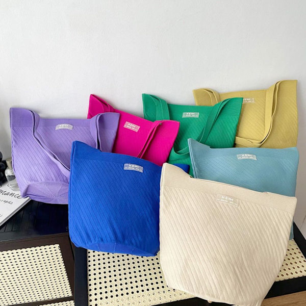 Knit Handbag Knot Wrist Bag SININEN blue