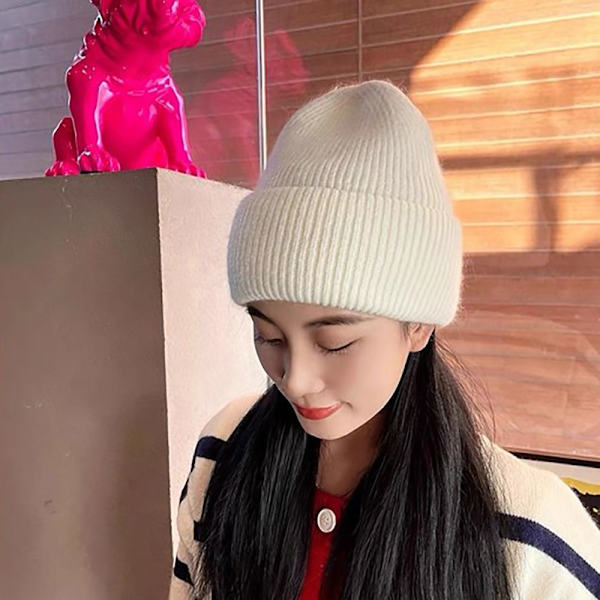Kvinder Vinterhatte Bløde Beanies Cap SORT BLACK