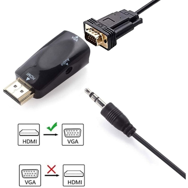 HDMI til VGA-adapter HDMI til VGA-konverter HANN TIL KVINNE HANN male to female