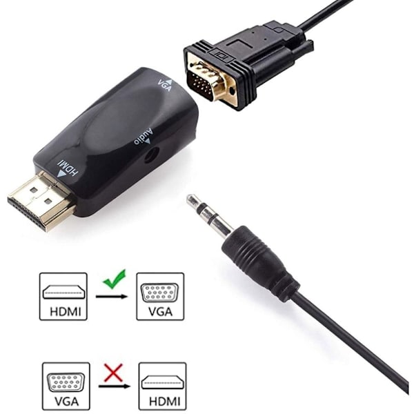 HDMI til VGA-adapter HDMI til VGA-konverter KVINNE TIL KVINNE female to female