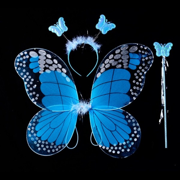 Lasten pukurekvisiitta Butterfly Wings -setit BLUE 3 KPL / SET 3 Blue 3 pcs/set-3 pcs/set