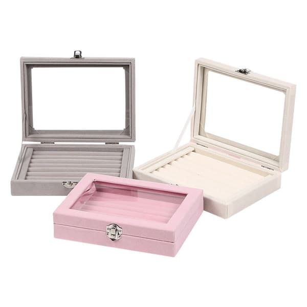 Sammet Ring Box Smycken Organizer ROSA pink