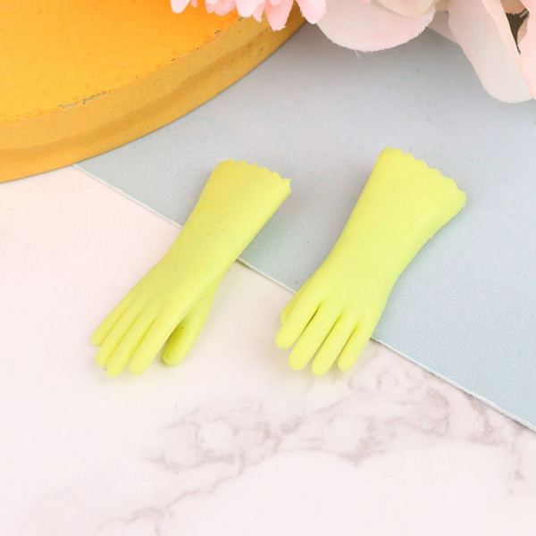 2 paria Dollhouse Gloves Miniatyyri puhdistushanskat VIHREÄ green