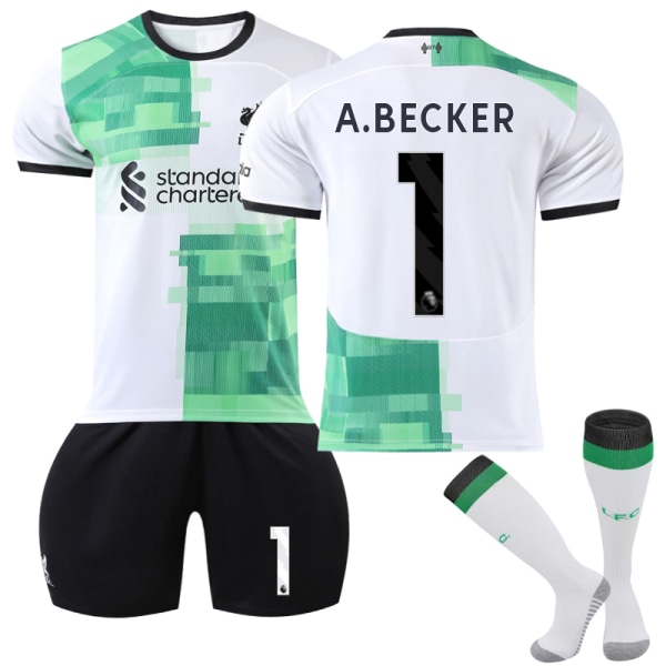 2023-2024 Liverpool Udebanefodboldtrøje Kit Nr. 1 A.Becker (Børn) 16