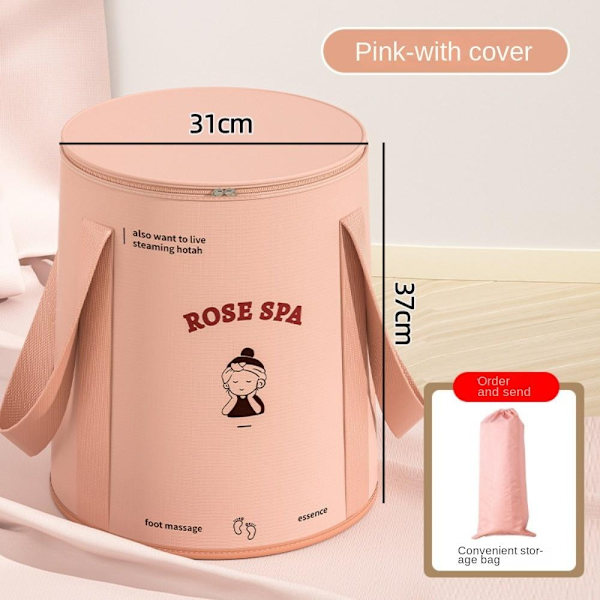 Fotblötningshink Vikbar fottvätthink ROSA MED COVER Pink with cover-with cover