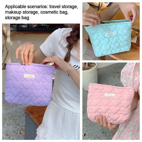 Quiltad sminkväska Resetoalettväska LILA purple