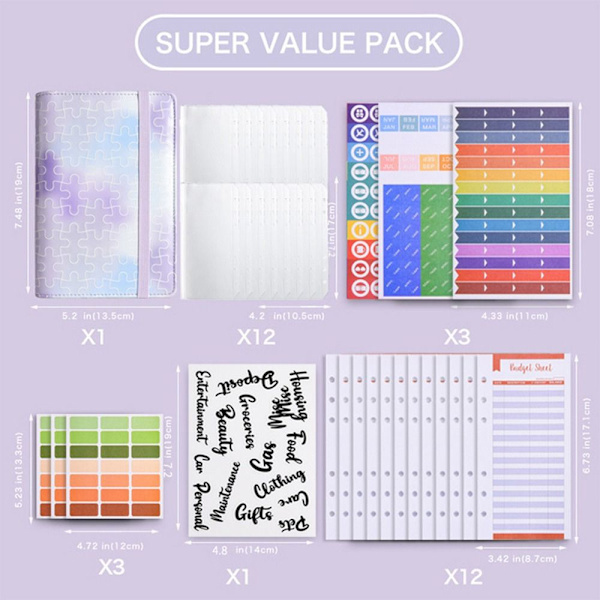 Budsjettperm Money Organizer for kontanter BARE LILLA SKELL KUN purple only shell-only shell