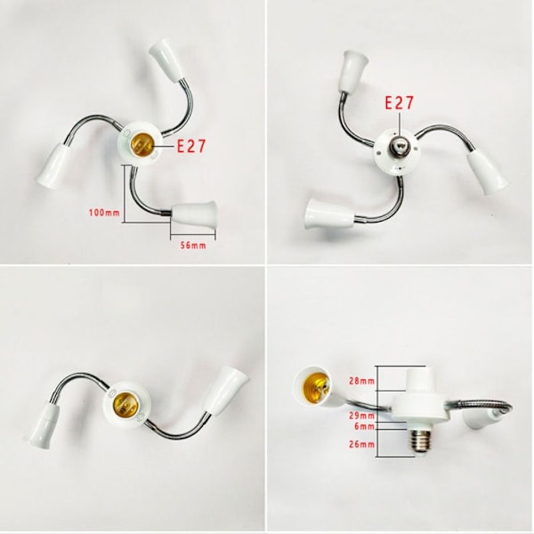 Hvit E27 baselyssokkel 2 PLUS 1 2 PLUS 1 2 plus 1