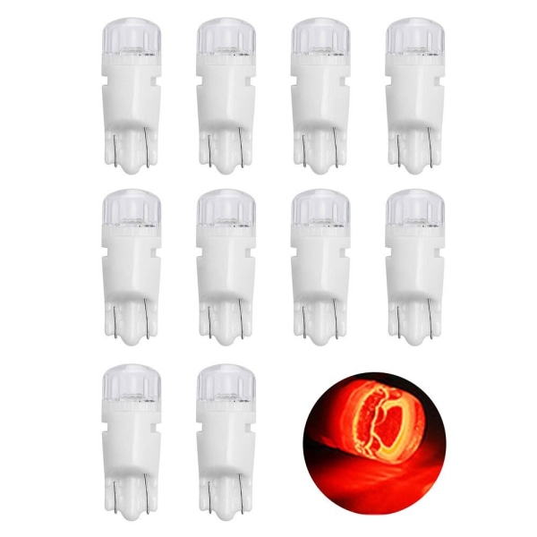 10stk LED Dashboard Lys Bil Instrument Pære RØD red