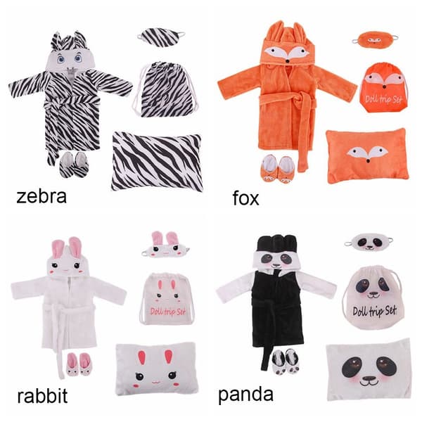 6ST Docka Sovsäck Set Kudd Patch Tofflor ZEBRA ZEBRA zebra