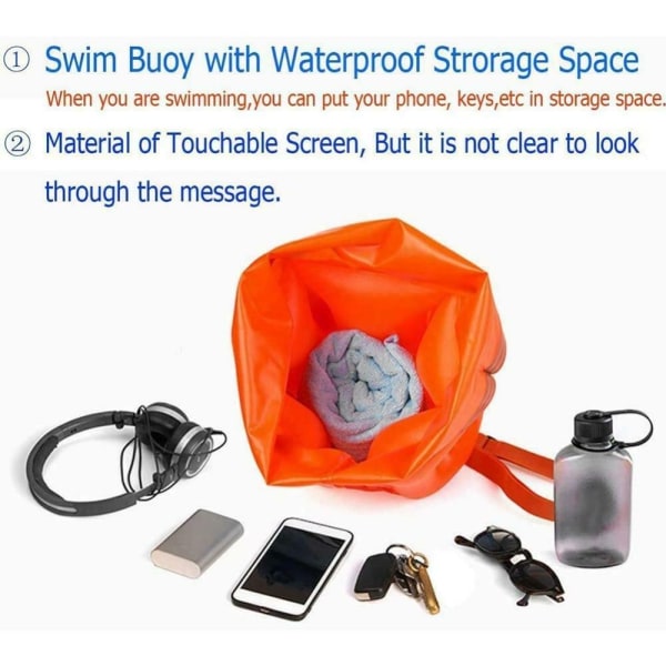 Swim Buoy Air Dry Bag Open Water Swim ORANGE Orange