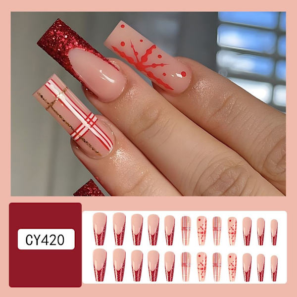 Christmas French Fake Nails Ballerina False Nail 2 2 2