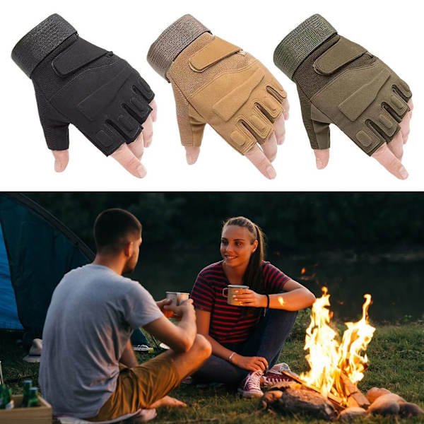 Tactical Handskar för utomhusbruk Halvfingerhandskar SVART M M Black M-M