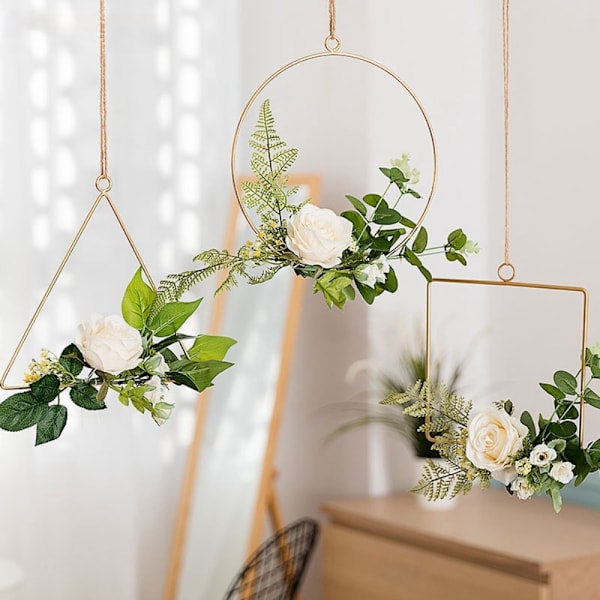 3 set kukkavanne seppeleitä metalliseppeleen tekokukat vanne White 3 Set-3 Set