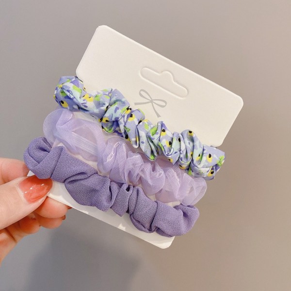 3 stk Chiffongarn Scrunchies Hårgummibånd LILLA Purple