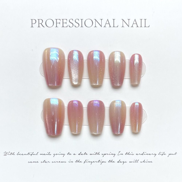 Pure Manual False Nail Pink Aurora Håndlavede negle XS XS