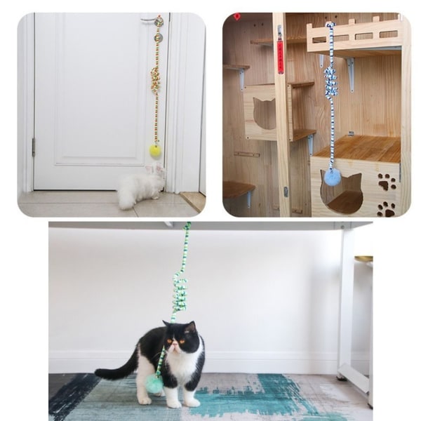 2 Stk Scratch Rope Cat Stick Interactive Cat Hanging Toy BLÅ Blue
