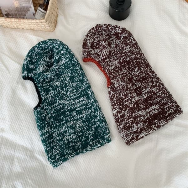 Stickade mössor Balaclava Mask KAFFE Coffee