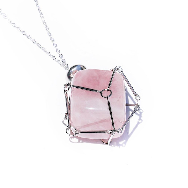 Crystal Holder Cage Necklace Crystal Net Metal Halsband Amethyst