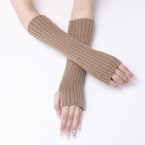 Pitkät rannekäsineet Neulotut käsineet BEIGE beige