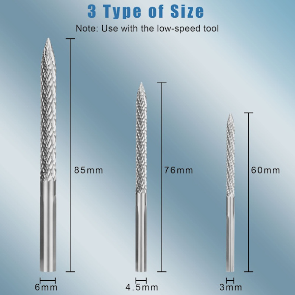 3 STK Carbide Burr Cutter Drill Bit Wire Cutter Dekkreparasjon