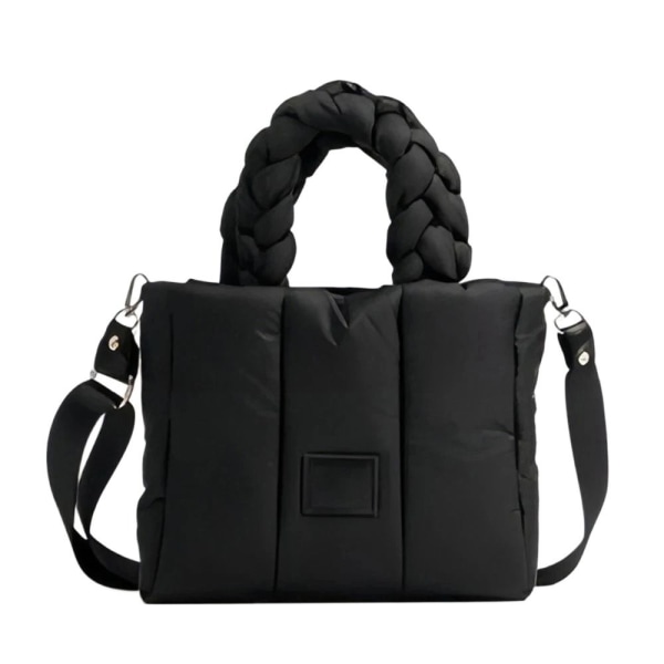 Puffer Tote Bag Quiltet Puffy Handbag SVART black