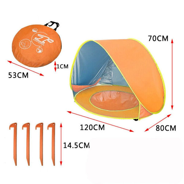 Baby strandtelt strandskygge ORANGE orange